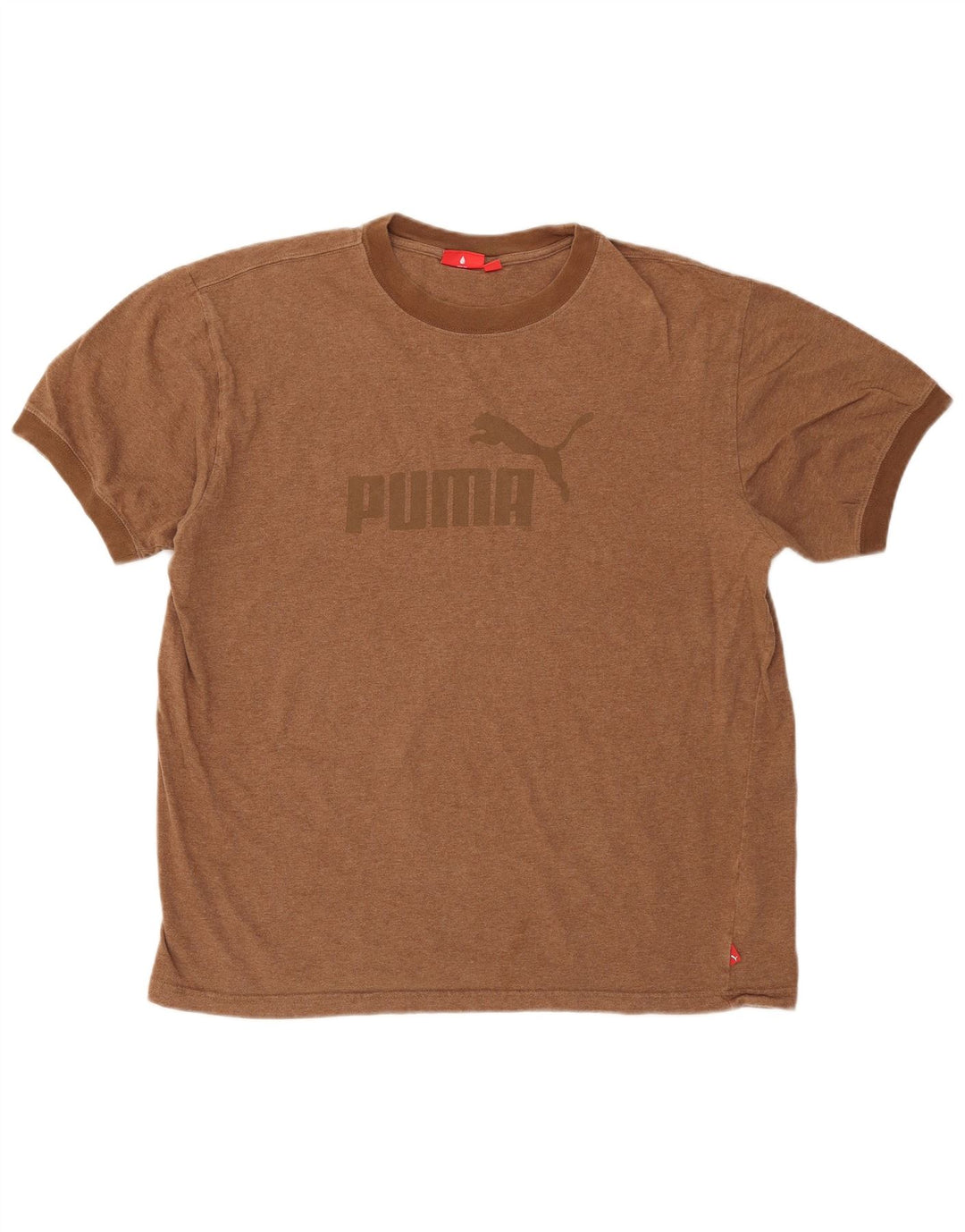 Męski T-shirt Puma o regularnym kroju z grafiką, duży, brązowy, bawełniany
