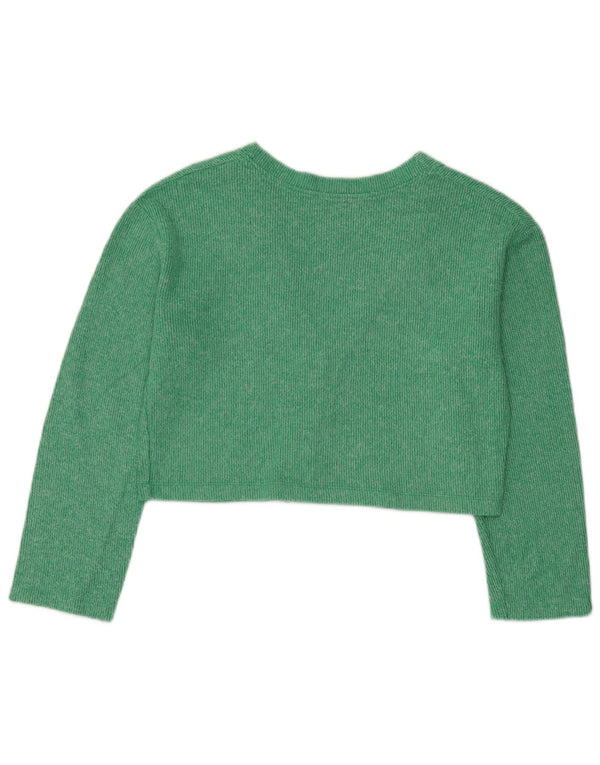 Damski sweter oversize Zara Crop Cardigan UK 10 Small, zielony, bawełniany
