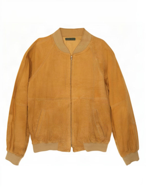 Męska zamszowa kurtka bomber w stylu vintage IT 50, duża, beżowa