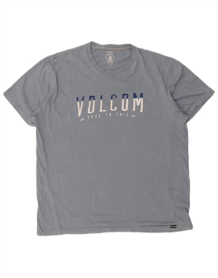 Męski T-shirt Volcom o nowoczesnym kroju z grafiką, duży, niebieski, bawełniany