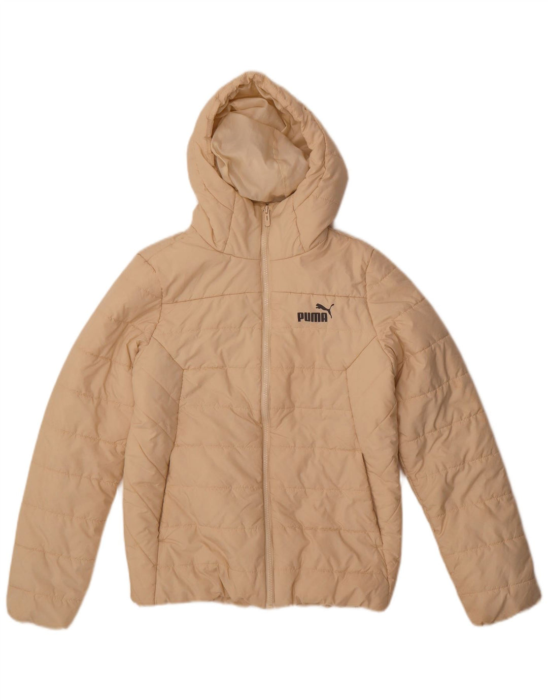PUMA Womens Hooded Padded Jacket UK 10 Small Beige Polyester