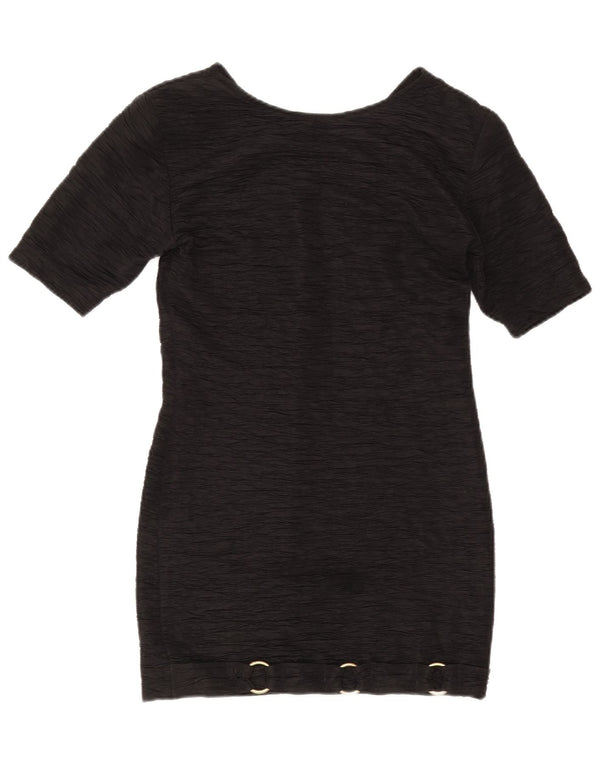 Vintage damska sukienka płaszczowa US 2 XS, czarny poliester