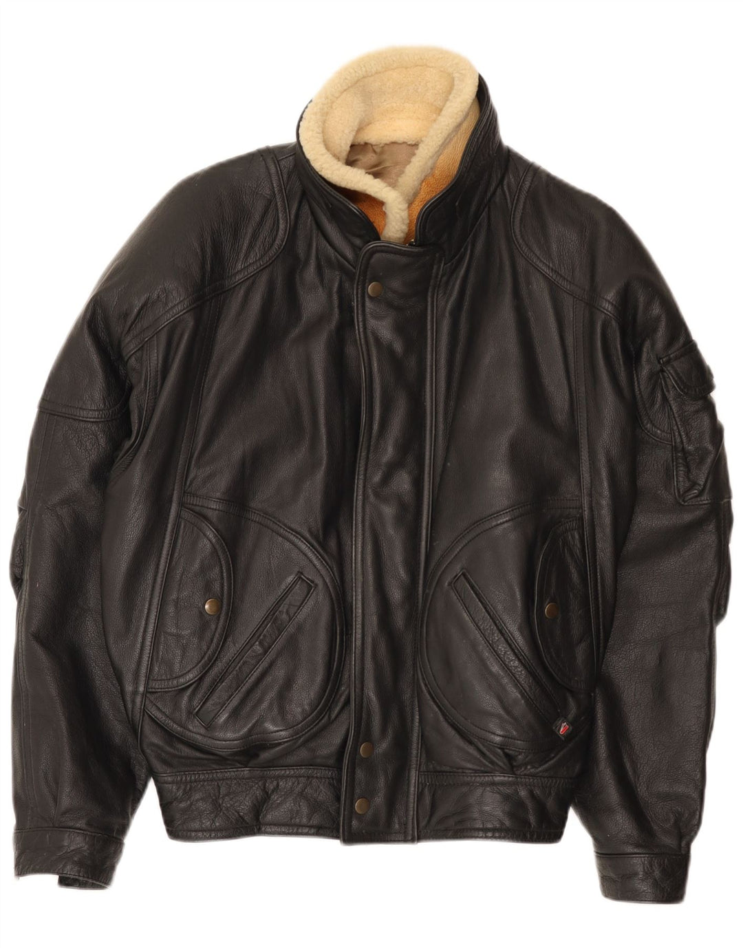Vintage męska kurtka skórzana bomber UK 36 mała czarna skóra