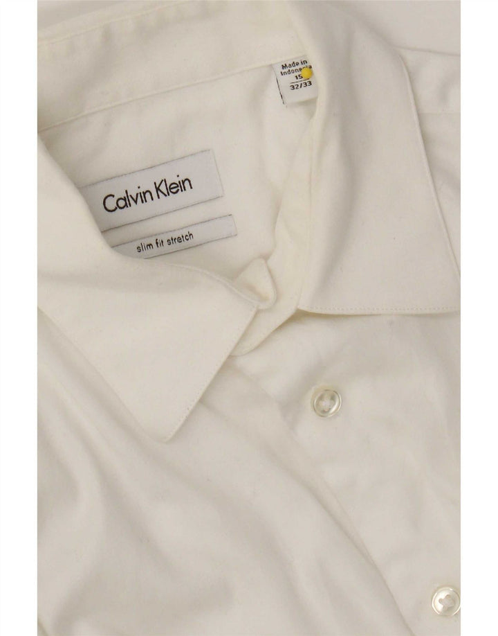 Koszula męska Calvin Klein Slim Fit, rozmiar 15, średnia biała bawełna