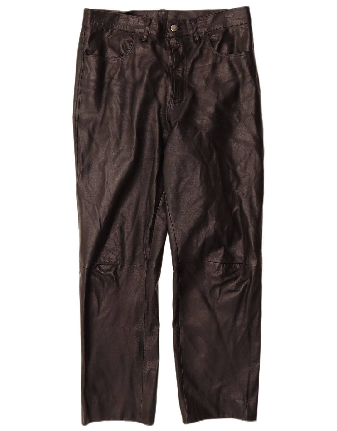 Proste skórzane spodnie męskie VINTAGE IT 50 Large W32 L30 Czarna skóra