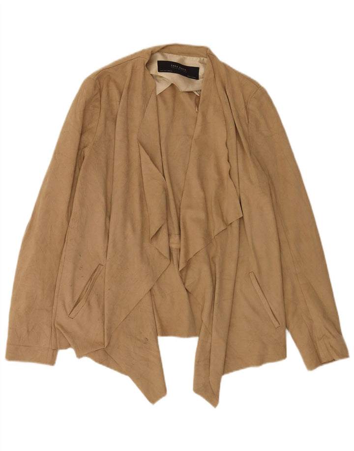 Damski sweter oversize z asymetrycznym kardiganem Zara UK 10 Small Beige
