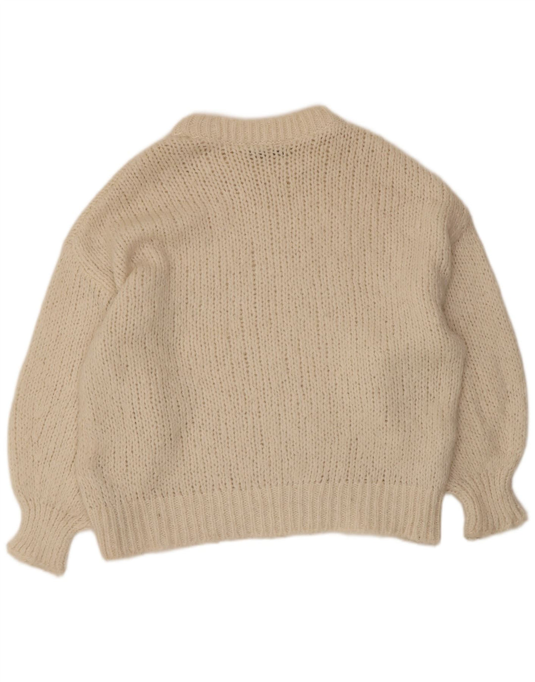 Damski sweter oversize Zara z okrągłym dekoltem UK 10, mały w kolorze złamanej bieli