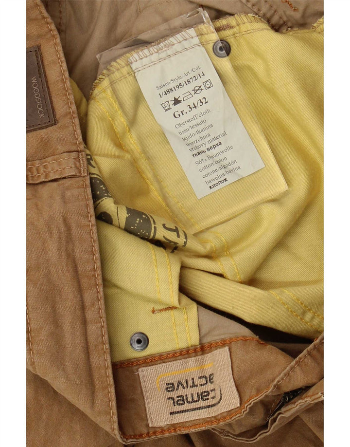 Camel Active Męskie proste spodnie codzienne W34 L29 Beżowa bawełna