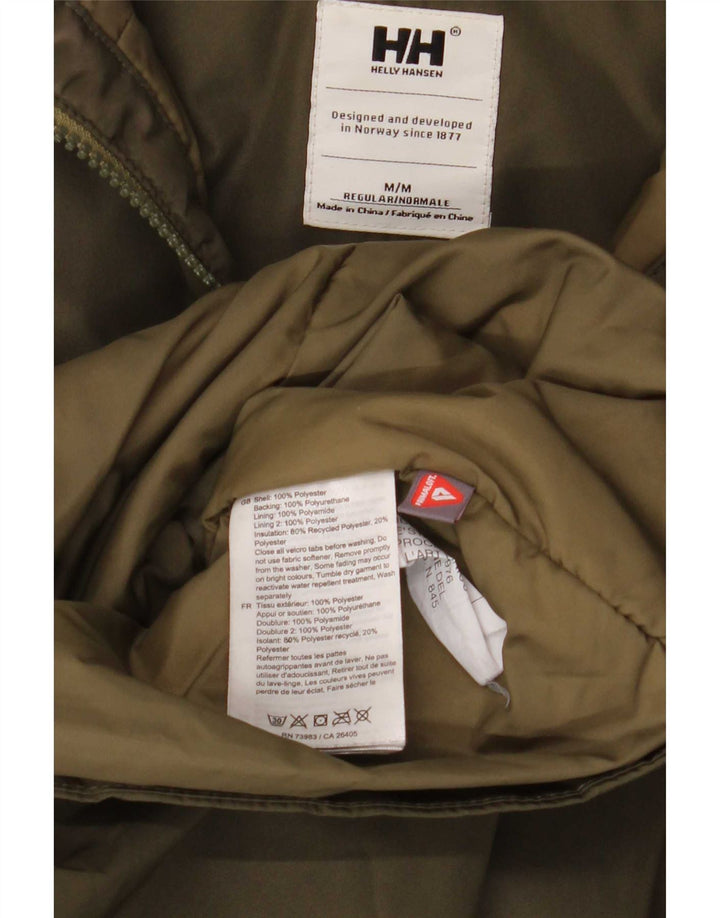 Damski ocieplany płaszcz z kapturem Helly Hansen UK 14, średni khaki, poliester