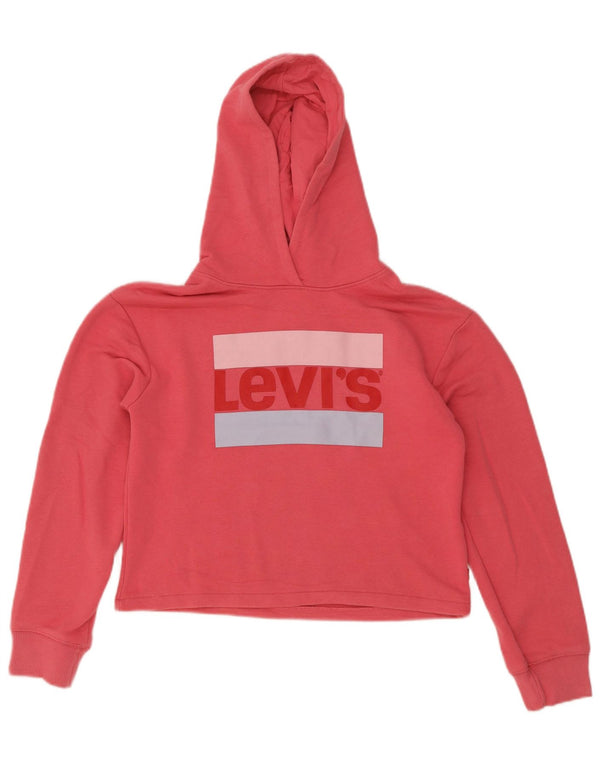 Dziewczęcy sweter z kapturem Levi's Crop Graphic 13-14 lat Różowa bawełna