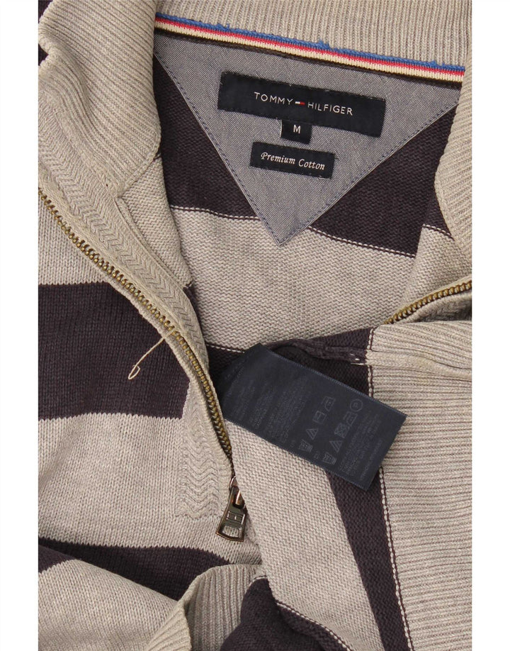 Męski sweter zapinany na zamek Tommy Hilfiger Średni szary, bawełniany w paski