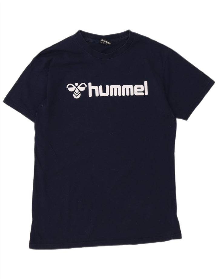 Męska koszulka z grafiką HUMMEL Top, średnia, granatowa, bawełniana