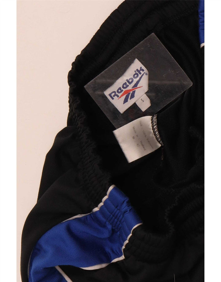 Męskie spodnie dresowe Reebok z grafiką, małe, czarne, z blokami kolorów, z poliestru