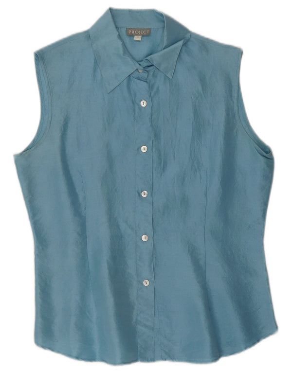 Damska bluzka bez rękawów Project UK 10 Small Blue Silk