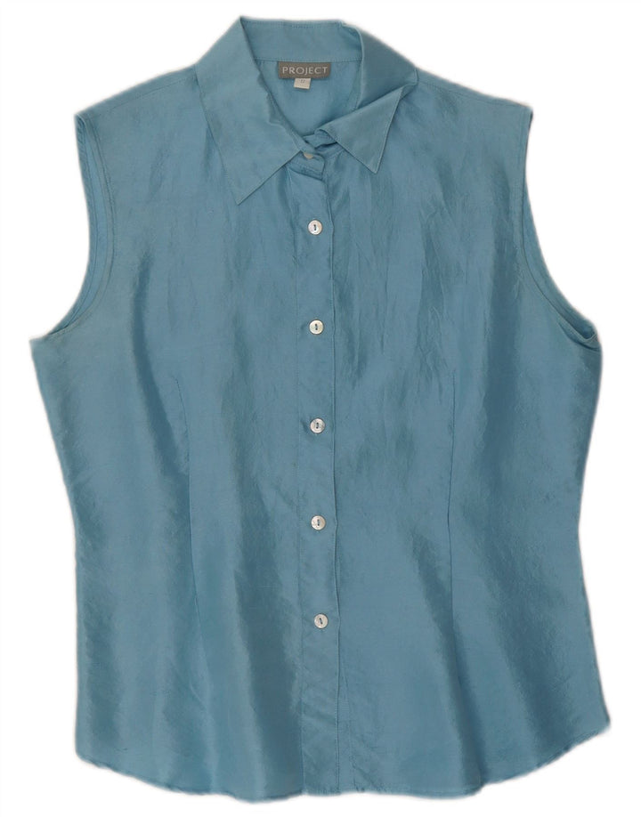 Damska bluzka bez rękawów Project UK 10 Small Blue Silk