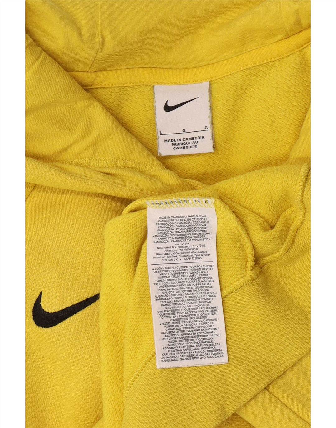 Męski sweter z kapturem Nike, duży, żółty, bawełniany