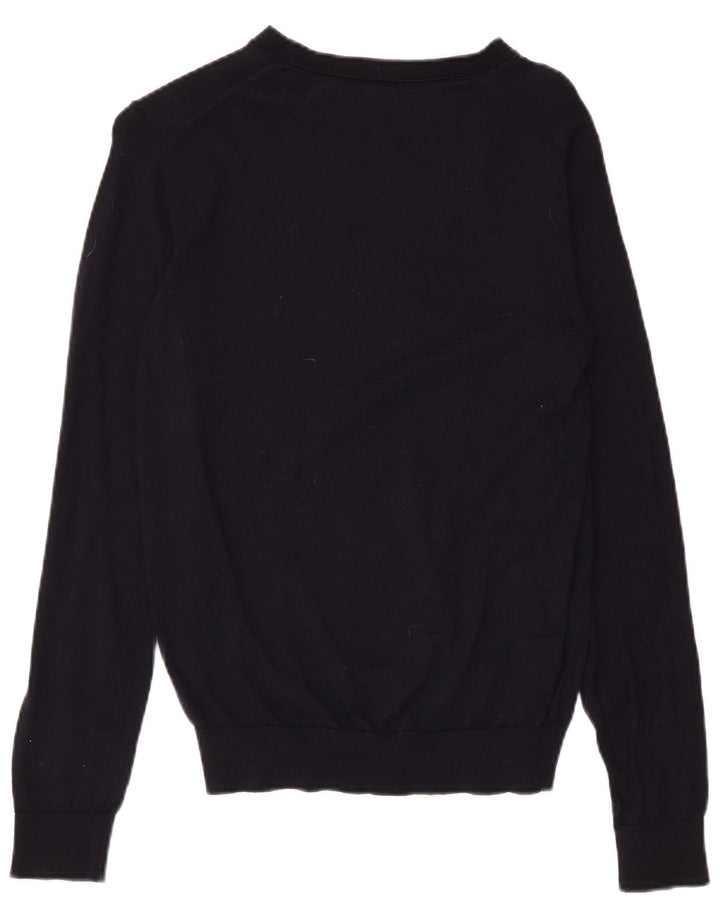 Damski sweter z dekoltem w łódkę REISS UK 12 Średni granatowy wełniany