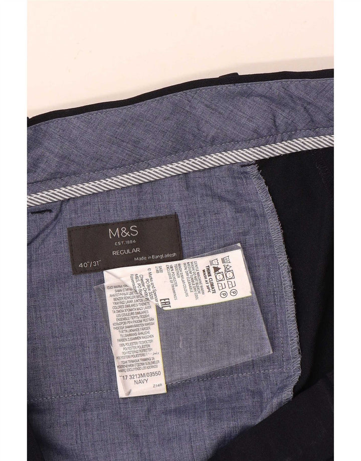 Marks & Spencer Męskie proste spodnie garniturowe W40 L31 granatowe