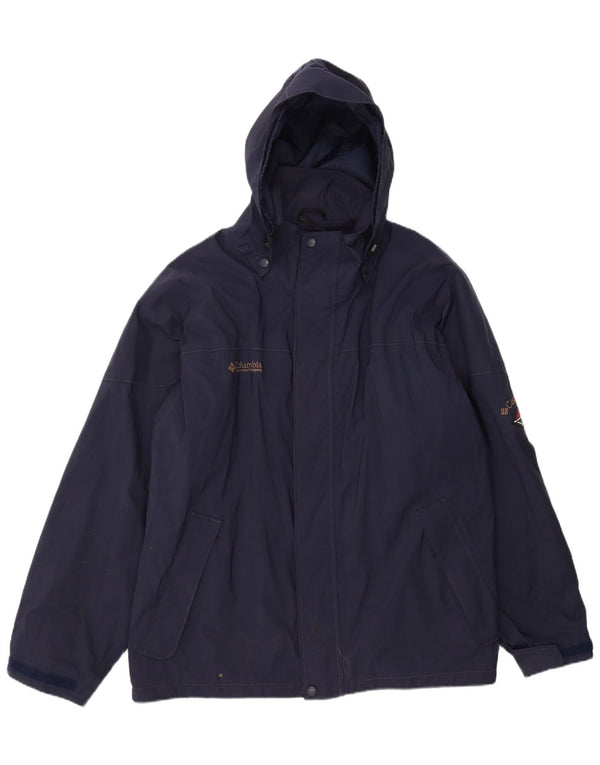Męska kurtka wiatrówka z kapturem, oversize, Columbia, UK 42 XL, granatowy nylon