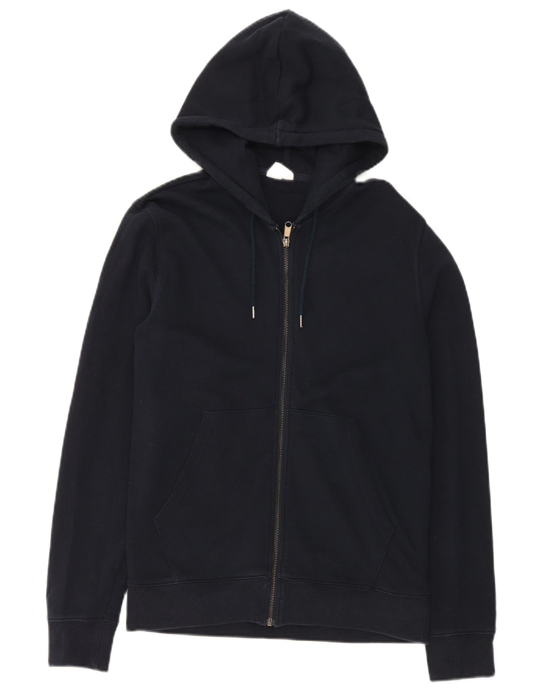 Marks & Spencer Męski sweter z kapturem i zamkiem błyskawicznym, mały, granatowy, bawełniany
