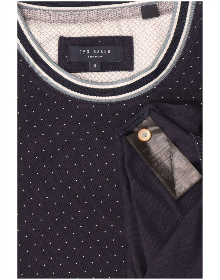 Ted Baker Męski T-shirt, rozmiar 3, średni, granatowy, modal w cętki