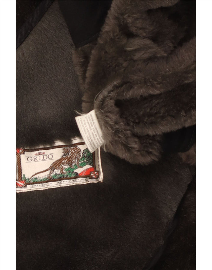 Vintage męski płaszcz z owczej skóry UK 40, duży, brązowy, skórzany