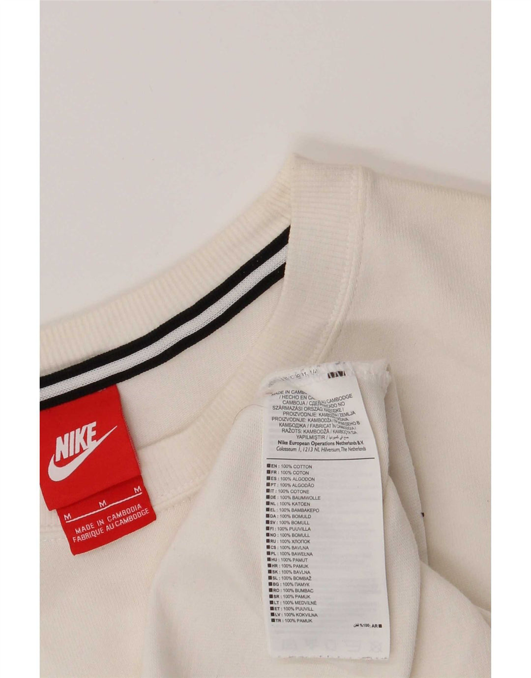 Męska koszulka graficzna Nike z długim rękawem, średnia biała bawełna