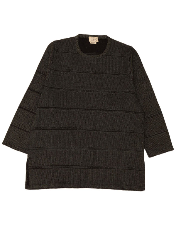 Sweter damski ELENA MIRO z okrągłym dekoltem, UK 18 XL, wiskoza w paski khaki