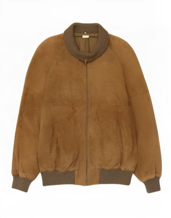 Vintage męska kurtka bomber zamszowa UK 38 średni beż
