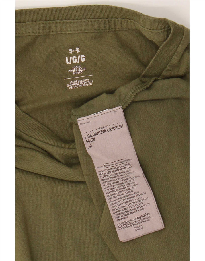 Under Armour Męski T-shirt Top, duży, bawełniany khaki