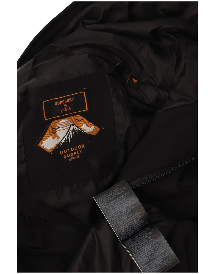 Męska kurtka wiatrówka z kapturem Superdry UK 38, średni czarny poliester