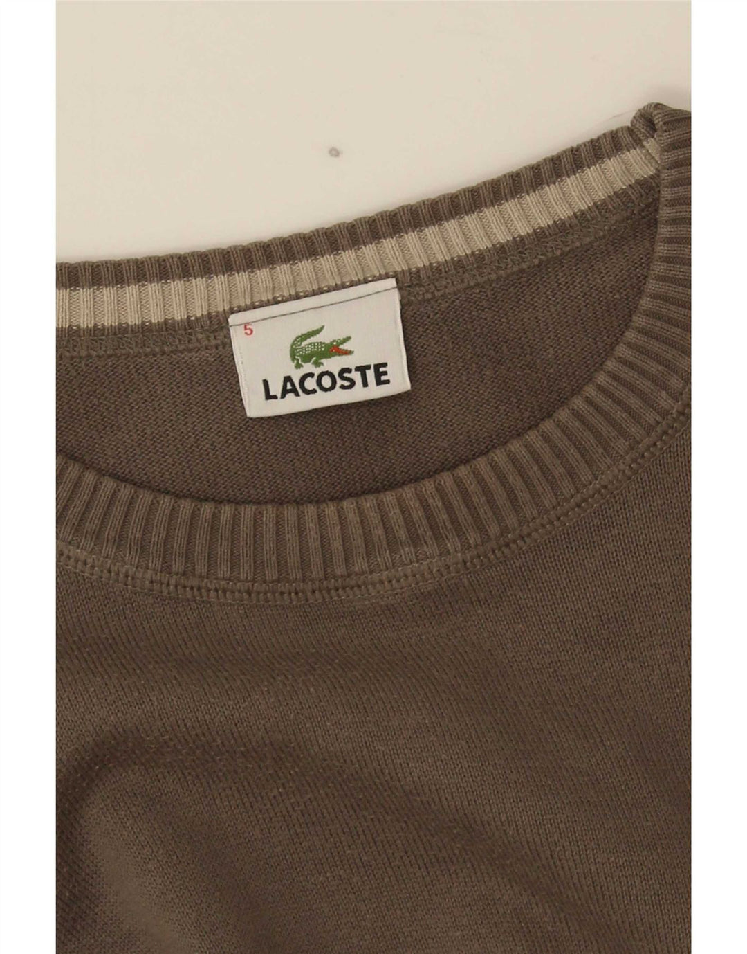 Męski sweter Lacoste z okrągłym dekoltem, rozmiar 5, duży khaki