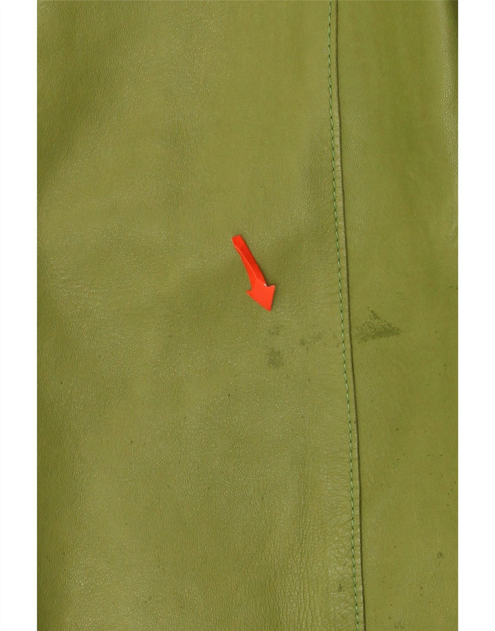 Enrico Mandelli Damska skórzana marynarka zapinana na 4 guziki, UK 14, średnia zieleń