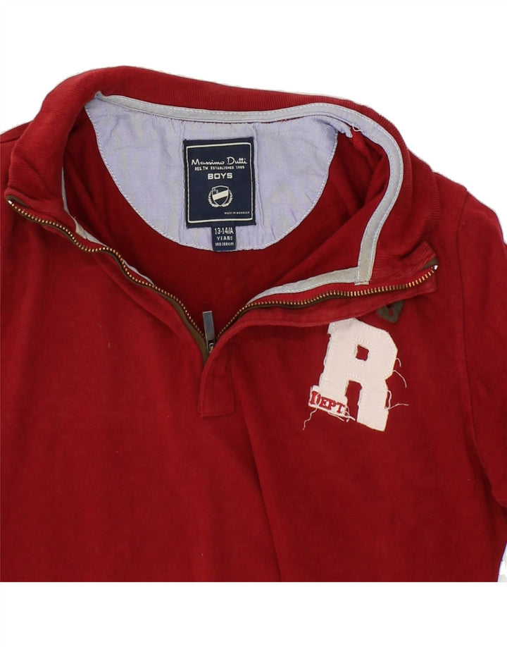 MASSIMO DUTTI Boys Graphic Polo Shirt 13-14 Years Red Cotton Vintage Massimo Dutti and Second-Hand Massimo Dutti from Messina Hembry 