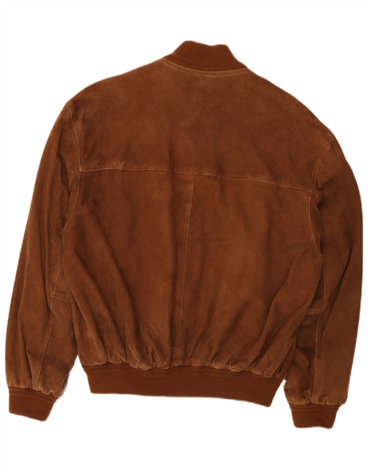 Vintage męska zamszowa kurtka bomber IT 50 duża brązowa skóra