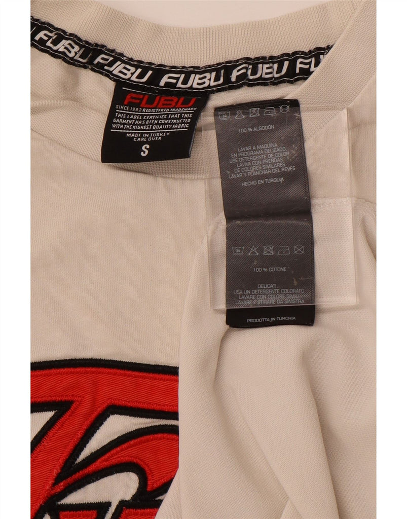 FUBU Mens Graphic T-Shirt Top Small Off White Cotton Vintage Fubu and Second-Hand Fubu from Messina Hembry 