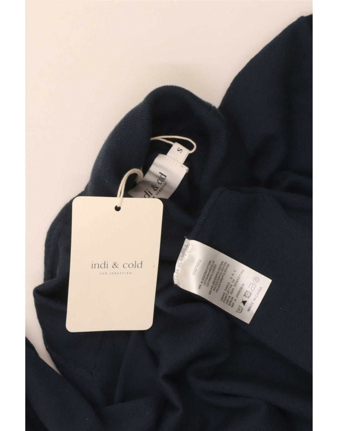 Damski sweter oversize Indi & Cold z golfem UK 10, mały, granatowy