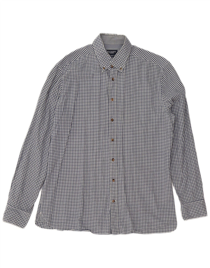 Koszula męska Hackett Slim Fit, duża, granatowa, bawełniana w kratkę