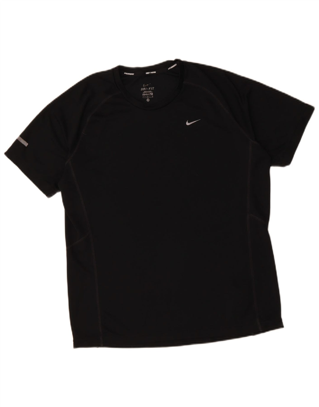 NIKE Mens Dri Fit T-Shirt Top Large Black Polyester