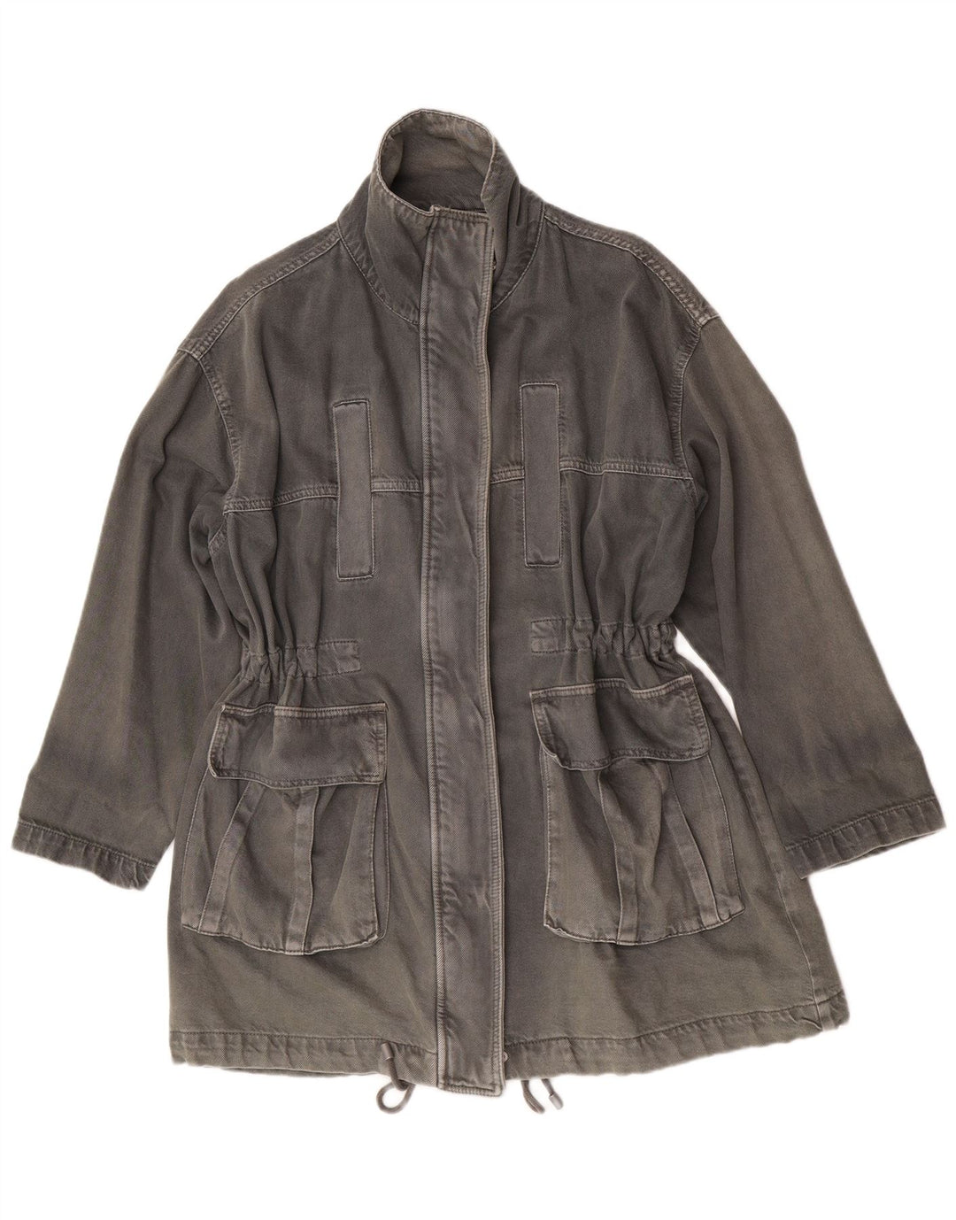 Damski płaszcz dżinsowy oversize Zara UK 10 Small, szary, bawełniany