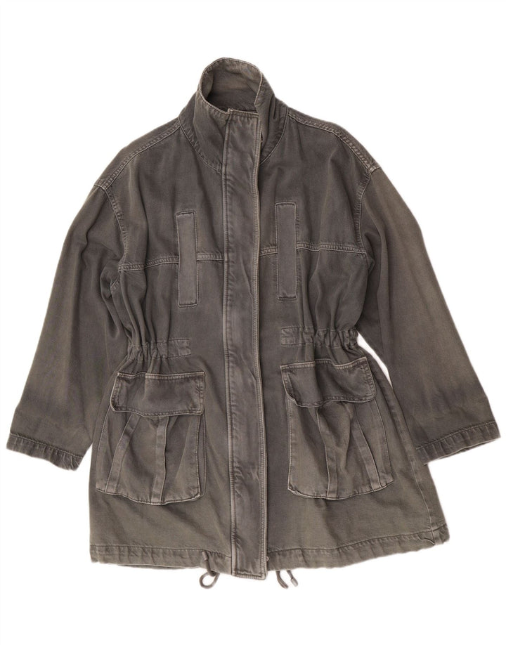 Damski płaszcz dżinsowy oversize Zara UK 10 Small, szary, bawełniany