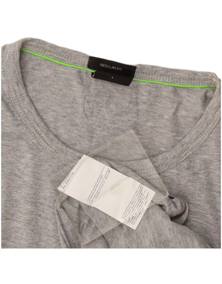 Męski T-shirt z grafiką Hugo Boss o regularnym kroju, duży, szary, bawełniany