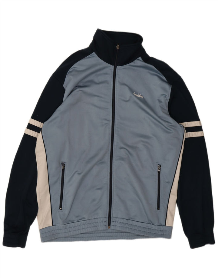 Męska kurtka dresowa Diadora UK 44 XL Niebieski poliester z blokami kolorów