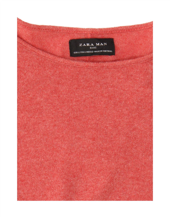 ZARA Mens Boat Neck Jumper Sweater Large Red