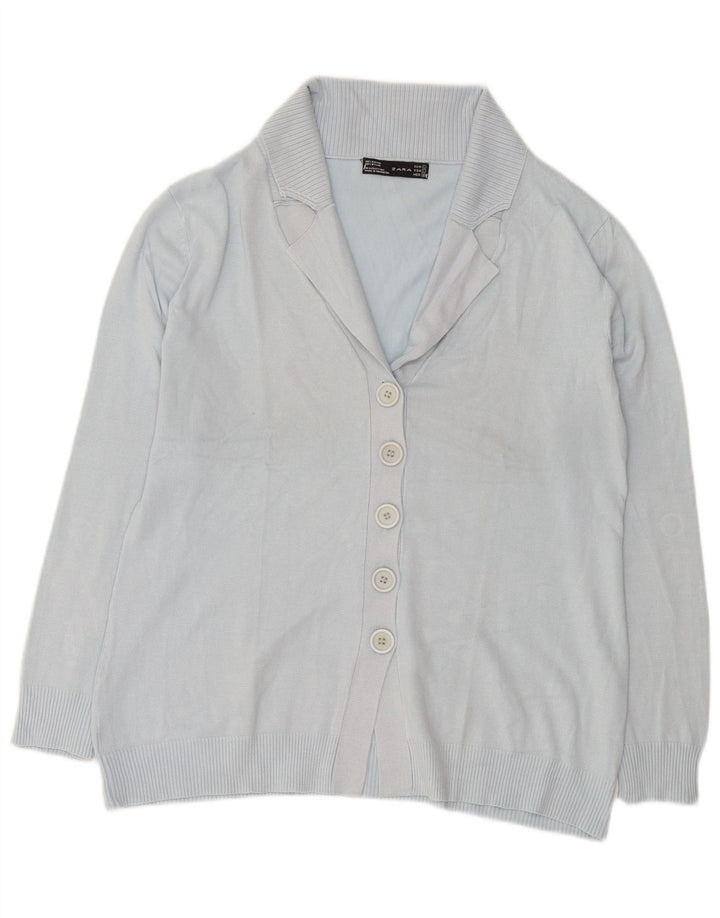 Sweter damski Zara Cardigan UK 16, duży niebieski sztuczny jedwab