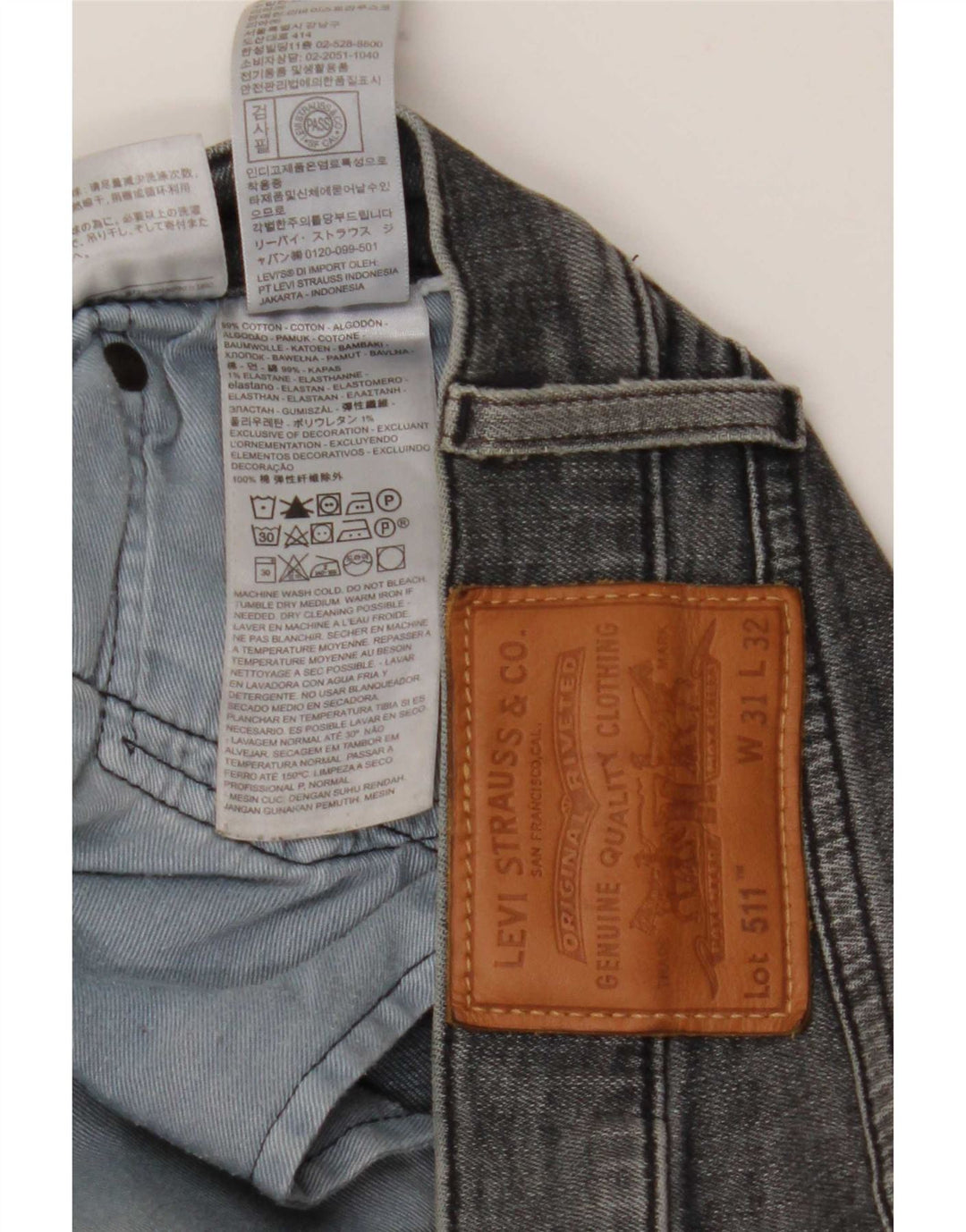 Męskie jeansy Levi's 511 Slim W31 L32 Szara bawełna