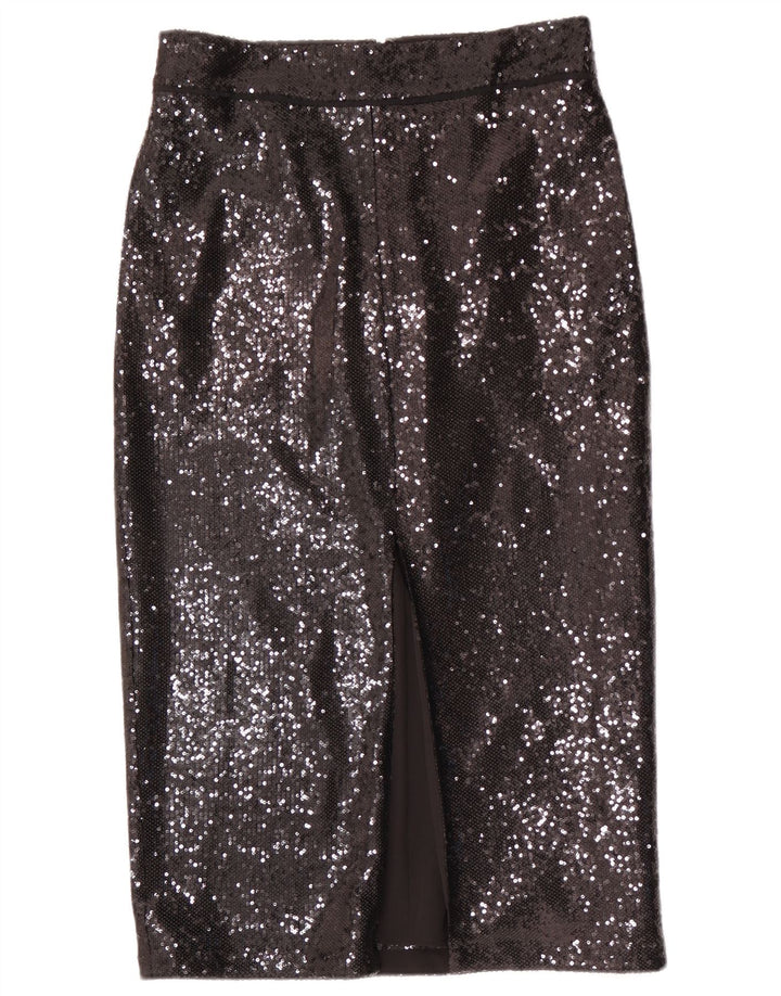 Damska cekinowa spódnica ołówkowa Reiss UK 12 Medium W30 Czarny poliester