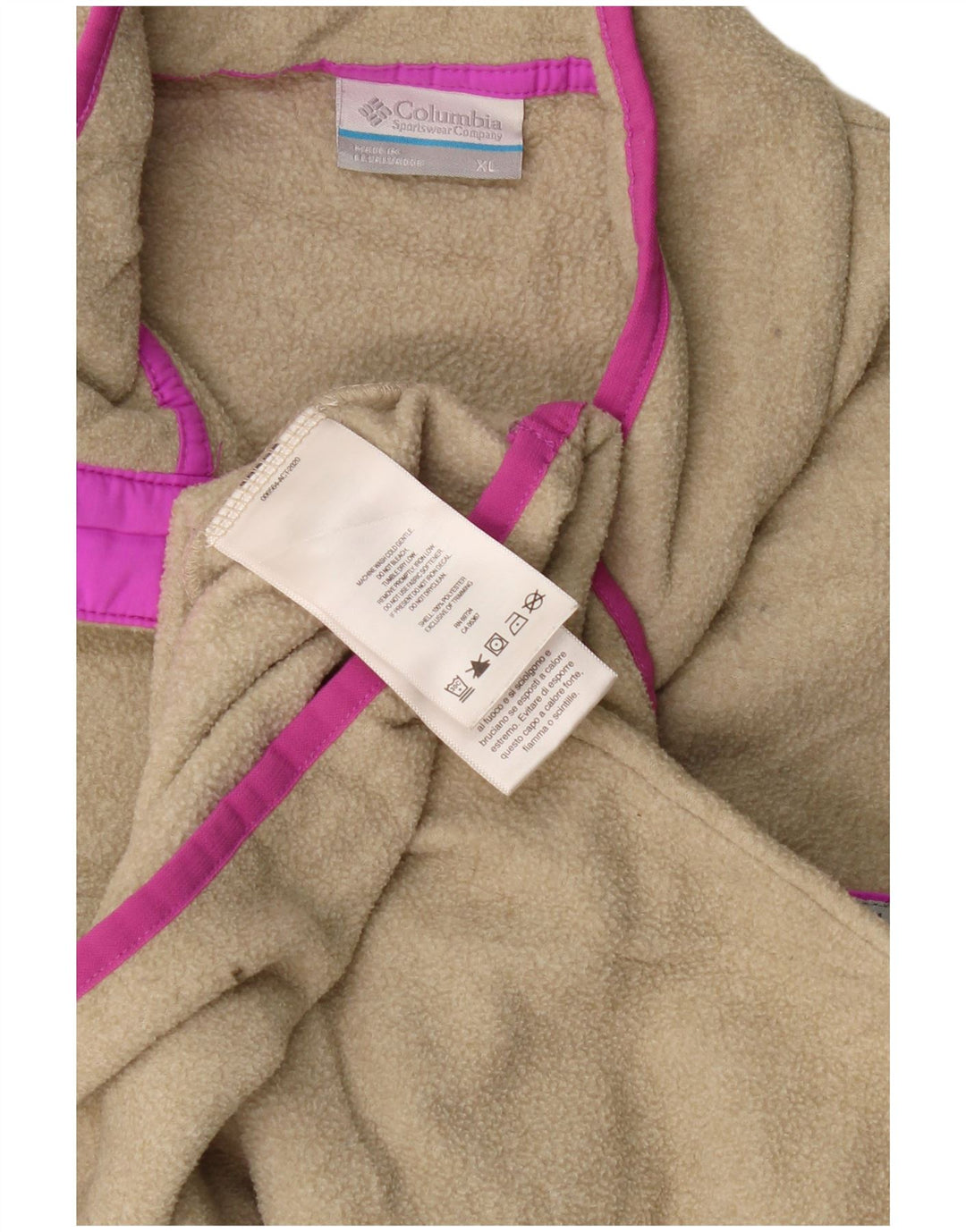 Damski sweter polarowy Columbia z guzikami pod szyją, UK 18 XL, beżowy poliester