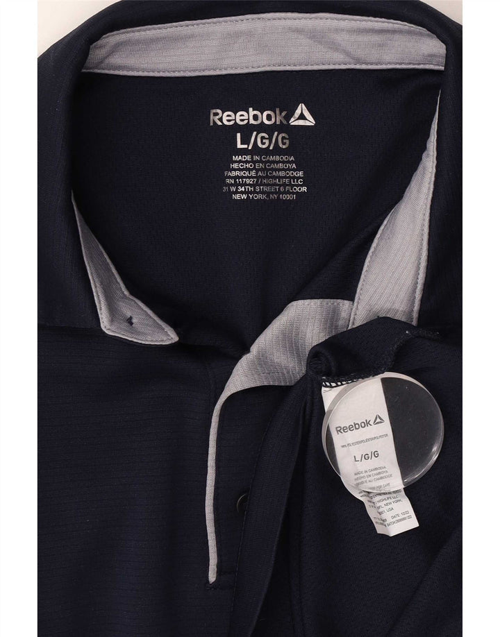 Męska koszulka polo Reebok, duża, granatowa, z poliestru