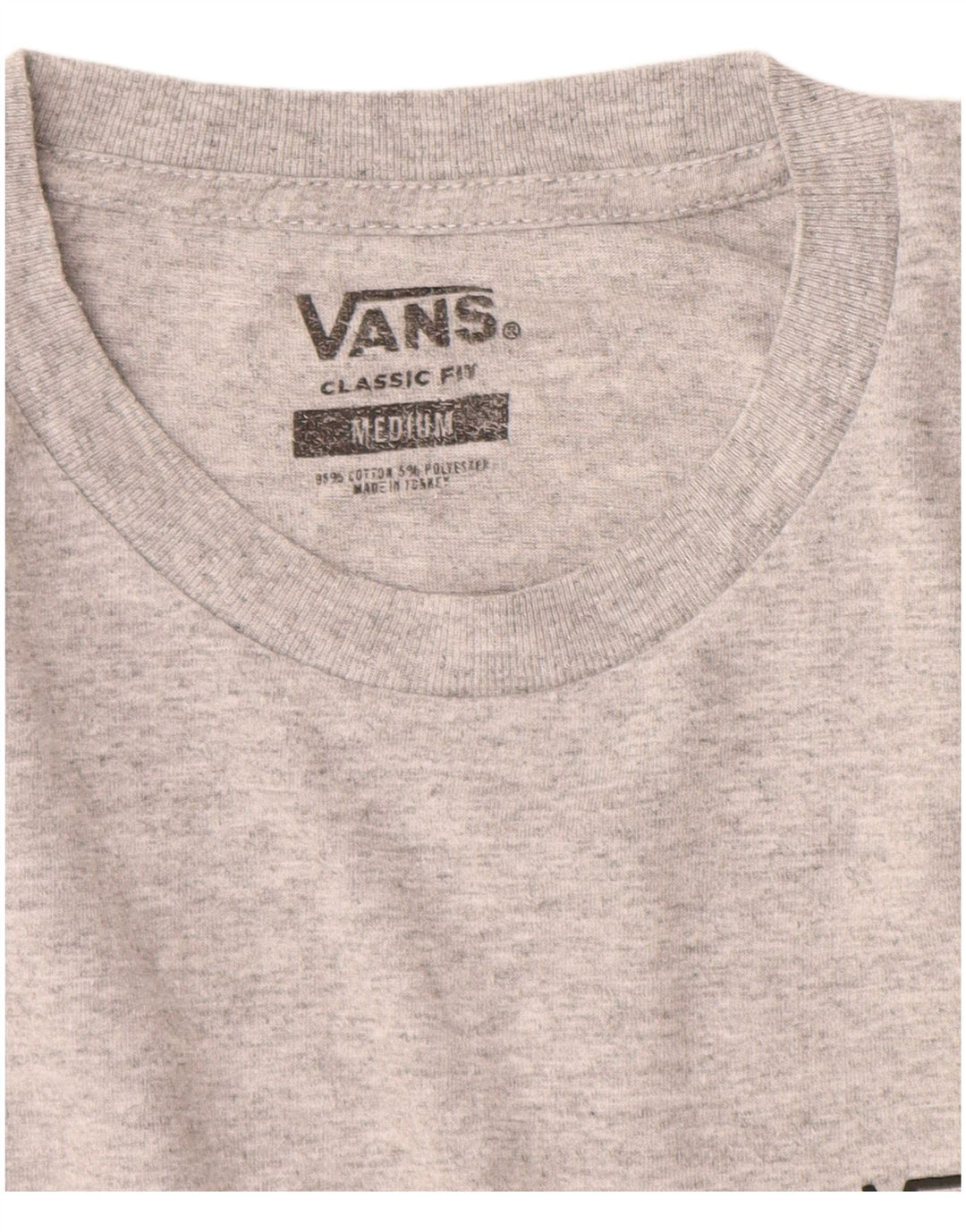 T-shirt męski Vans o klasycznym kroju, bawełniany, średnioszary, z blokami kolorów